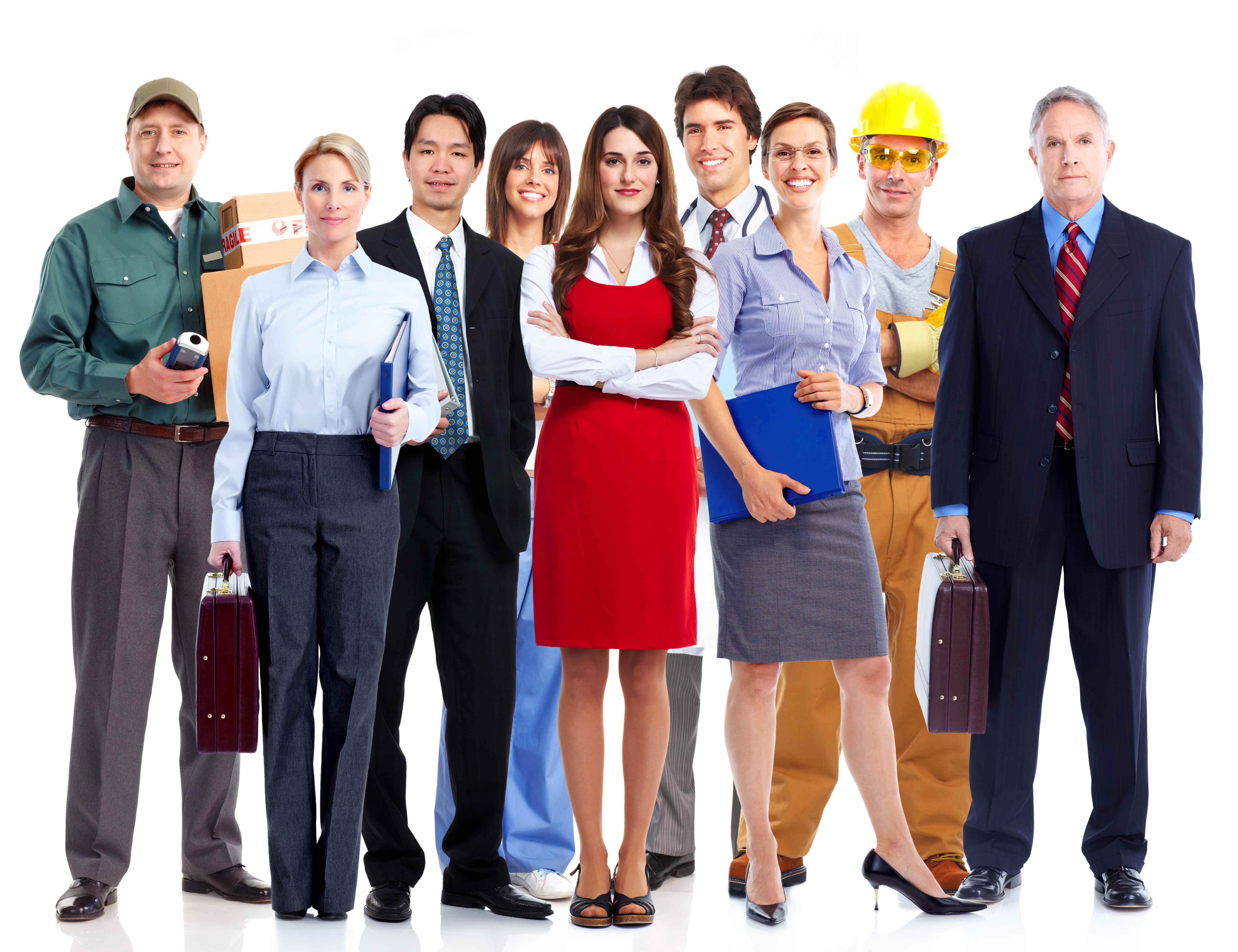 A group of workers from various industries