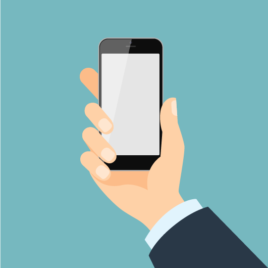 Illustration of a hand holding a smartphone